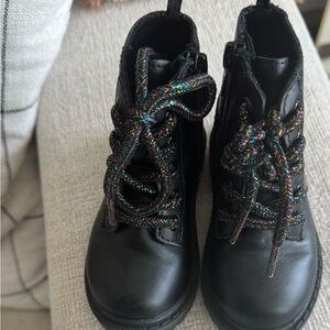 Old Navy Kids Black Boots with Multicolor Laces